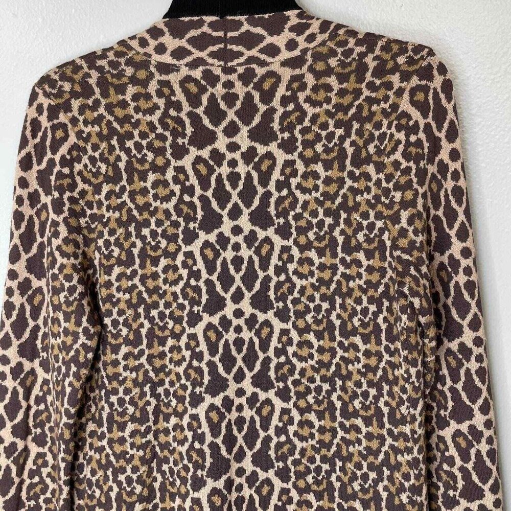 Soft Surroundings Leopard Cardigan Sweater Womens Small Brown Long Sleeve Open - Picture 10 of 11
